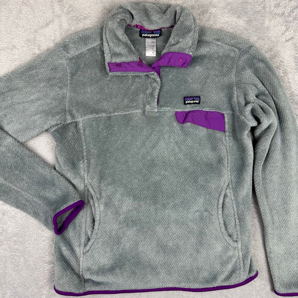 Patagonia Polartec Thermal Pro Snap T Fleece Pullover Gray Purple Women's Medium